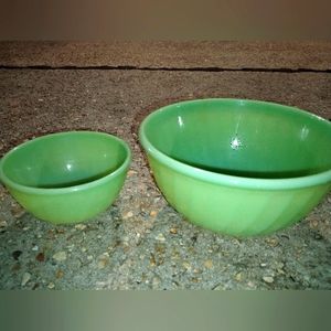 Vintage 1950's Fire King Jadelite Mixing Bowl Set of 2